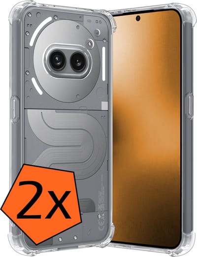 Hoes - 2 Stuks - Geschikt voor Nothing Phone (2a) - Sterk & Shockproof - Siliconen Case - Back Cover - Telefoon Hoesje Shock Proof - Transparant
