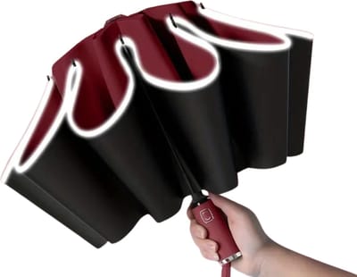 Nivard Moderne Stormparaplu - Opvouwbaar - Windproof Paraplu - Stormproef - Automatisch Uitklapbaar - Umbrella - Reflecterend - Rood