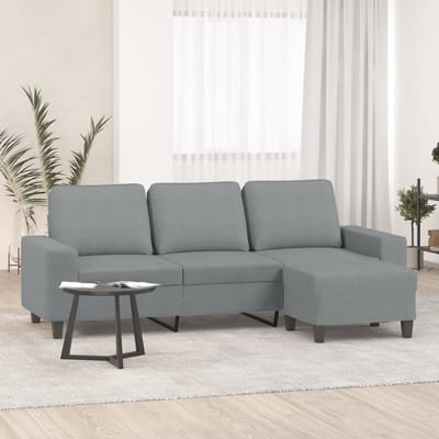 vidaXL - Driezitsbank - met - voetenbank - 180 - cm - stof - lichtgrijs