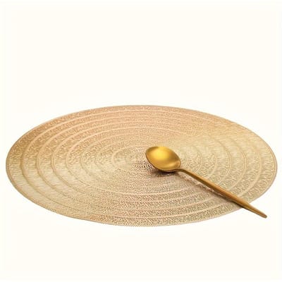 4 Stuks Placemat Antislip Rond Geweven Nordic Onderzetter Pad Placemat Keukenaccessoires Eettafel Placemat Boho Gevlochten Ontwerp Tafelmat 1PC beige