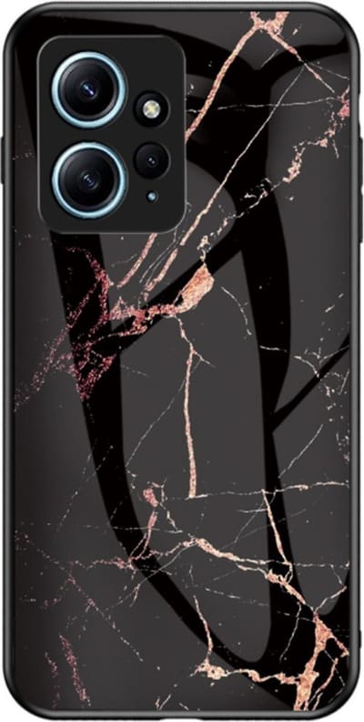 Coverup Hoesje - Geschikt voor Xiaomi Redmi Note 12 4G Hoesje - Coverup Marble Glass Back Cover - Zwart / Goud