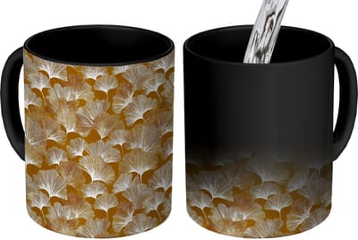 Magische Mok - Foto op Warmte Mokken - Koffiemok - Ginkgo - Bladeren - Goud - Magic Mok - Beker - 350 ML - Theemok