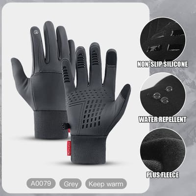 Buitensporten Herfst Winter Fietshandschoenen Heren Spatwaterdicht Warm Winddicht Touchscreen Antislip Motorhandschoenen Heren Zwart XL