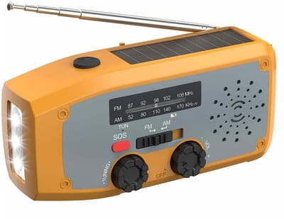 TIM® Radio - Radio Noodpakket - Noodradio - Radio op Batterijen - Geel - 13cm x 6cm x 5cm