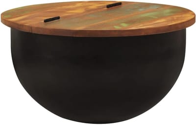 Kleine Vierkante Salontafel Massief Gerecycled Hout Zwart
