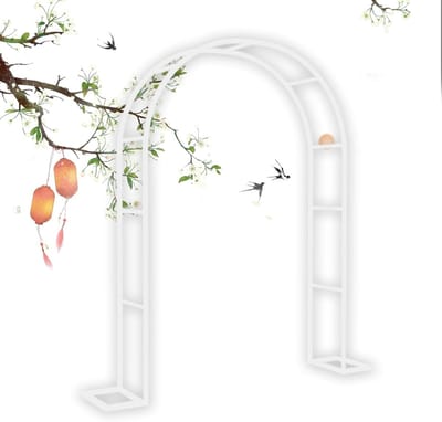 Metalen Tuinboog - Prieel Boog - Bruiloft Decoratie - Met Latwerk - 180 x 220 cm - Wit