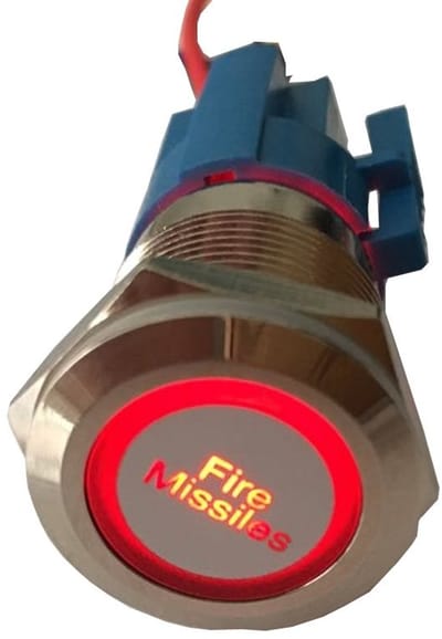 Waterdichte Stalen Drukschakelaar met Blauw LED Licht - 19mm 12V 5A