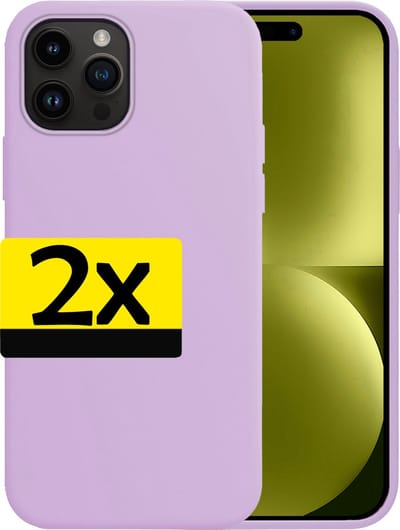 Hoesje - 2 Stuks - Geschikt voor Apple iPhone 15 Pro - Sterk & Shockproof - Case Siliconen - Back Cover - Telefoon Hoes - Telefoonhoesjes - Lila
