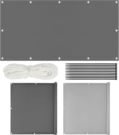 Waterdicht rechthoekig zonnezeil met 95% UV-bescherming, hittebescherming en inslagringen voor tuin en balkon (antraciet, 2 x 2 m)