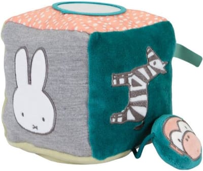 Nijntje | Baby kubus met labels | Spelen en ontdekken | Roze 13 x 13 cm