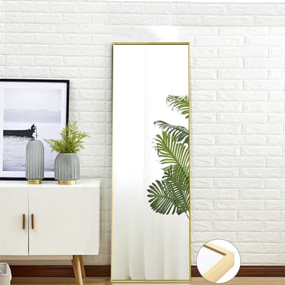 Rechthoekige Staande Passpiegel – Full Body Spiegel met Aluminium Frame – HD Veiligheidsglas – Voor Slaapkamer, Hal & Kleedkamer
