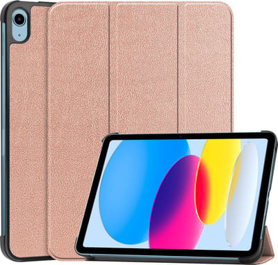 Hoesje - Geschikt voor Apple iPad A16/A18 (2022/2025/2026) - 10.9 & 11 inch (10e, 11e & 12e generatie) - Dun & Stevig - Hardcover Book Case - Trifold Bookcase Hoes - Hard Cover - Tablethoes - Rosé goud