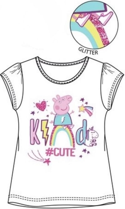 Peppa Pig Shirt met Eenhoorn - Wit - Maat 110 (5 jaar)
