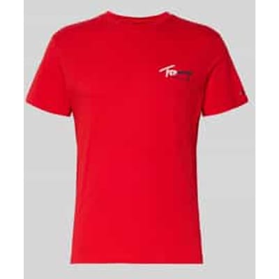 Tommy Hilfiger Tjm Slim Sign Chest Rapid Red Taglia: M | Magliette basic Outlet | Uomo | Rosso