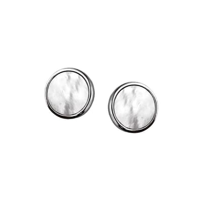 Zilver Oorbellen met Parelmoer - Zilveren Oorstekers - Mother of Pearl Stud Earrings Silver - Amona Jewelry