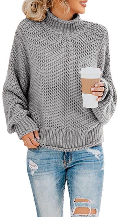 Cosensi- Damestrui Oversized - Grof Gebreid - Coltrui - Vleermuis Mouwen - Heuplengte - Ademend Materiaal - Gebreide Trui