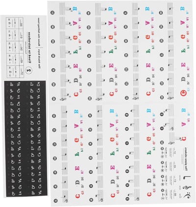 Piano Toets Stickers - Muzieknoten Snelkoppelingen - Beginners Leren Spelen - Duidelijke Cijfers en Noten - 88 Toetsen Set - Kleurrijk