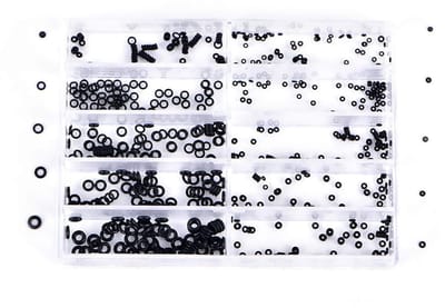 Rubber O-ring afdichtingen set met mini washers en sealing rings voor horloges, sanitair en kranen, zwart