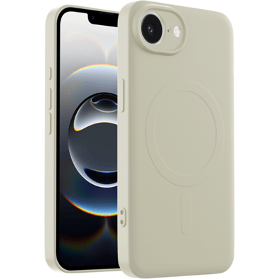 ShieldCase siliconen back cover met magneet geschikt voor iPhone 16e / iPhone 17e hoesje - TPU / siliconen backcover - telefoonhoesje speciaal voor magnetische accessoires - hoesje met camera cover (beige)