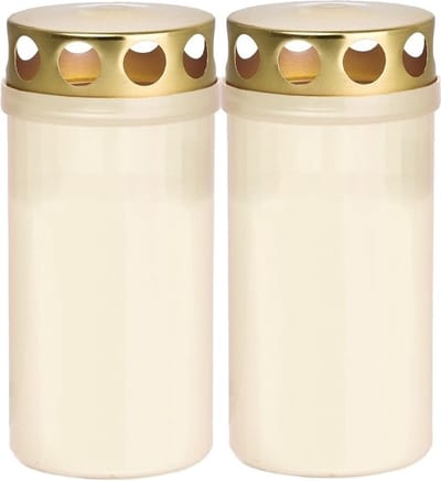 2x Witte grafkaarsen/gedenklichten met deksel 6 x 12,6 cm 2 dagen - Gedenkkaars - Graflichten/herdenkingslicht