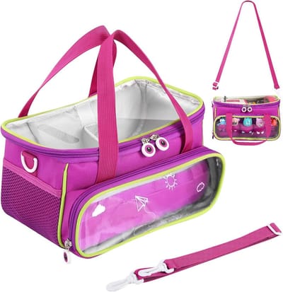 Draagkoffer voor Kinder Audio Speler en Accessoires - Opbergtas met Vakken en Schouderriem