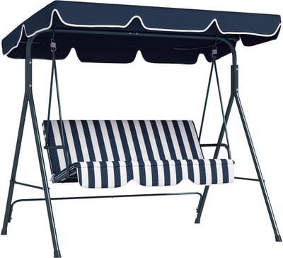 Tuinschommel - 3-Zits Hollywoodschommel - 172x110x153cm - Met Verstelbaar Dak - Voor Buiten En Tuin - Blauw