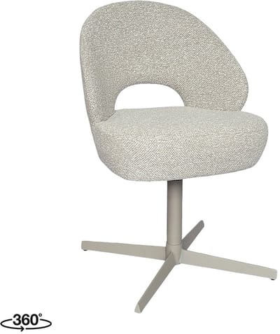 LABEL51 Saint Tropez Eetkamerstoel - Naturel - Royal Stof - Taupe Metaal - Stoel - Eetkamerfauteuil