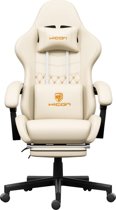HICON® Gaming Chair - Ergonomische Bureaustoel met Voetsteun – Gamestoel – Gaming Stoel | Vittoria Beige