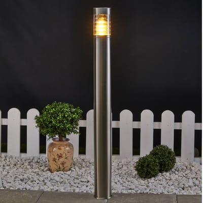 Lindby - Padverlichting, zuillampen - 1licht - Roestvrij staal, polycarbonaat - H: 100 cm - E27 - roestvrij staal, helder