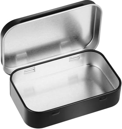 Dailygoods- Blikken Doos - Rechthoekig - Metalen Opbergdoos - Scharnierdeksel - Duurzaam - 9,5 × 6 × 2 cm - Voor Snoepjes en Gadgets