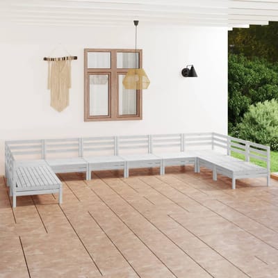 vidaXL - 10-delige - Loungeset - massief - grenenhout - wit