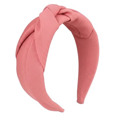 Roze haarband dames – stoffen haarband met knoopdetail – brede haarband handmade – modieuze haar accessoire voor dagelijks gebruik