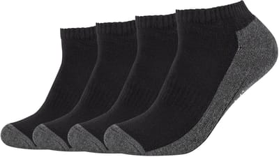 camano unisex sokken, 4-pack, Pro Tex-functie, vochtregulering, gewatteerde zool, drukverlichting, ondersteuning van de voetboog, zachte teennaad, comfortabel, dagelijks gebruik, sport, vrije tijd, optimaal comfort.