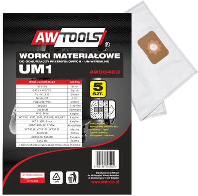 Awtools UM1 Serie - Stofzuigerzakken - 5 stuks - Microvezel - 3-laags