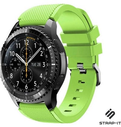 Strap-it Siliconen smartwatch bandje - geschikt voor Samsung Galaxy Watch 1 46mm / Galaxy Watch 3 45mm / Gear S3 Classic & Frontier - lichtgroen