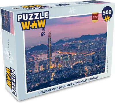 Puzzel Uitzicht op Seoul met zijn hoge torens - Legpuzzel - Puzzel 500 stukjes