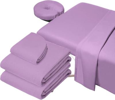 Massage Tafel Beddegoed Set van Microfiber, Paarse Kleur, Geschikt voor Koningsgrootte, Inclusief Fitted Sheet, Flat Sheet en Kussenhoes