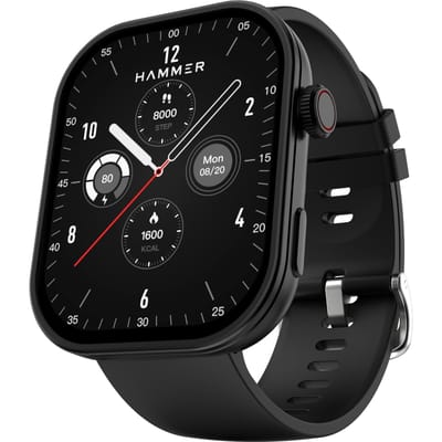 HAMMER Tussle 2.01  HD Display Smartwatch, Bluetooth Bellen, Roterende Kroon, Spraakassistent, Ingebouwde Spellen, Slimme Meldingen, Poeder Zwart zwart