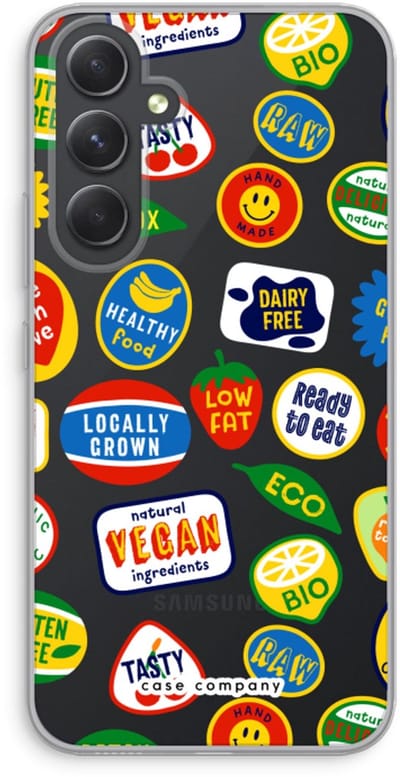 Case Company® - Hoesje geschikt voor Samsung Galaxy A54 hoesje - Fruitsticker - Soft Cover Telefoonhoesje - Bescherming aan alle Kanten en Schermrand