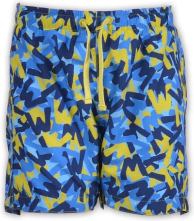 Woody zwemshort heren - blauw - logo all-over print - 181-1-ZWW-W/991 - maat S
