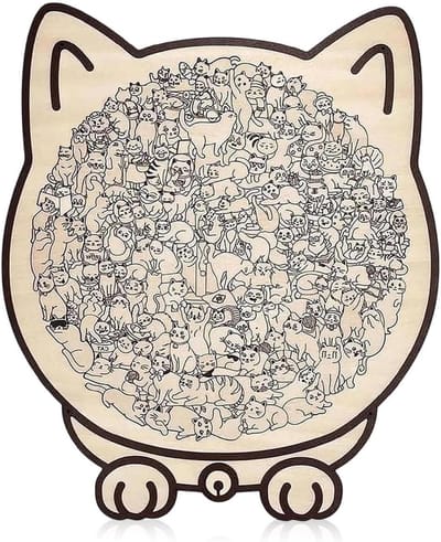 Houten Puzzel - Dieren Vorm - Ontspanning Hobby - Unieke Decoratie - 24 x 22 cm - Houtkleur