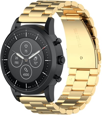 123watches kralen stalen schakel band - goud - 22mm - Geschikt voor Garmin Vivoactive 4 / Venu 2 & 3 / Forerunner 255 & 265 / Overige smartwatches met 22mm bandje