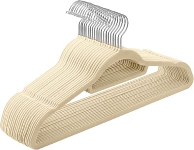 Famanu – Fluwelen antislip kleerhangers, set van 20, ultradun met draaibare haak