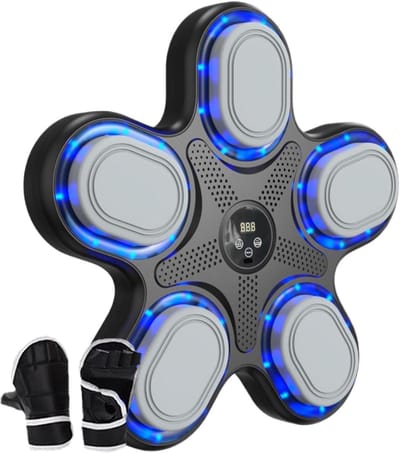 Muziek Boksmachine - Bokstrainer Wandmontage - Interactieve Training - Dynamische LED Verlichting - 37 x 35 x 5 cm - Zwart