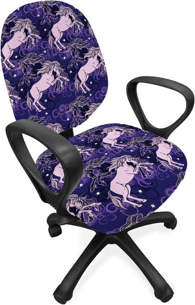 ABAKUHAUS Unicorn Bureaustoel Sliphoes, Mystic Creature Dreamy Star, decoratieve beschermhoes gemaakt van rekstof, lila indigo blauw violet