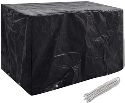 Tuinmeubelhoes - 140x70x90 cm - Beschermhoes voor Tuinset en Bank - Waterbestendig & UV-bestendig - Zwart - Inclusief 8 Oogjes en Bevestigingstouw