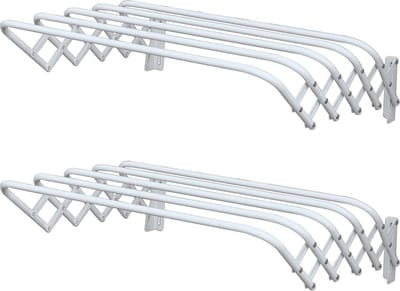 MSV Uitschuifbaar wasgoedrekje/droogrek - 2x - 3m waslijn - wit - 60 cm - metaal