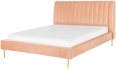 MARVILLE - Tweepersoonsbed - Perzik - 160 x 200 cm - Fluweel