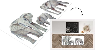 Keukenloper - Loper keuken - Dieren - Waterverf - Afrika - 120x50 cm - Keukenloper vinyl