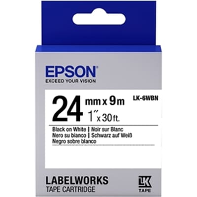 Epson LK-6WBN standaard tape zwart op wit 24mm (origineel)
